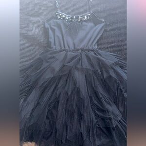 Nubichong girl black swan party dress